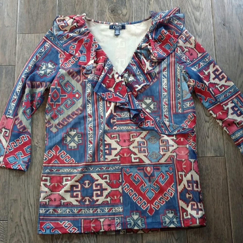 Ruffle Aztec Print Top